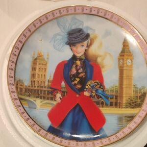Barbie Portrait Decorative Plate - Red Jacket, Blue Dress